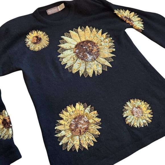 Vintage Marisa Christina Sweater Womens Medium Oversized Lambswool Angora Sunflo - Picture 1 of 6